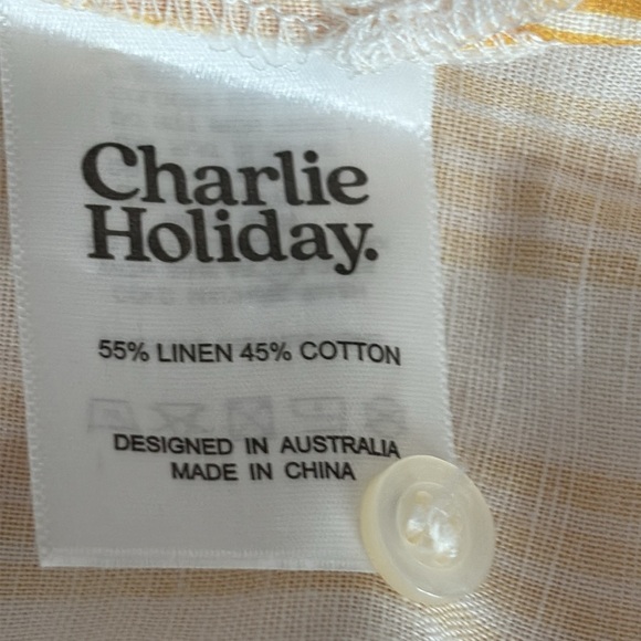 Charlie Holiday Linen & Cotton Striped Long Sleeve Button Front Shirt NWOT- Sz 4 - Picture 6 of 7
